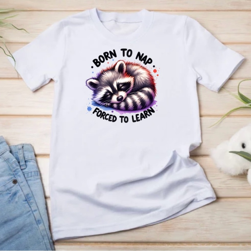 White Kids Shirt with Raccoon Print